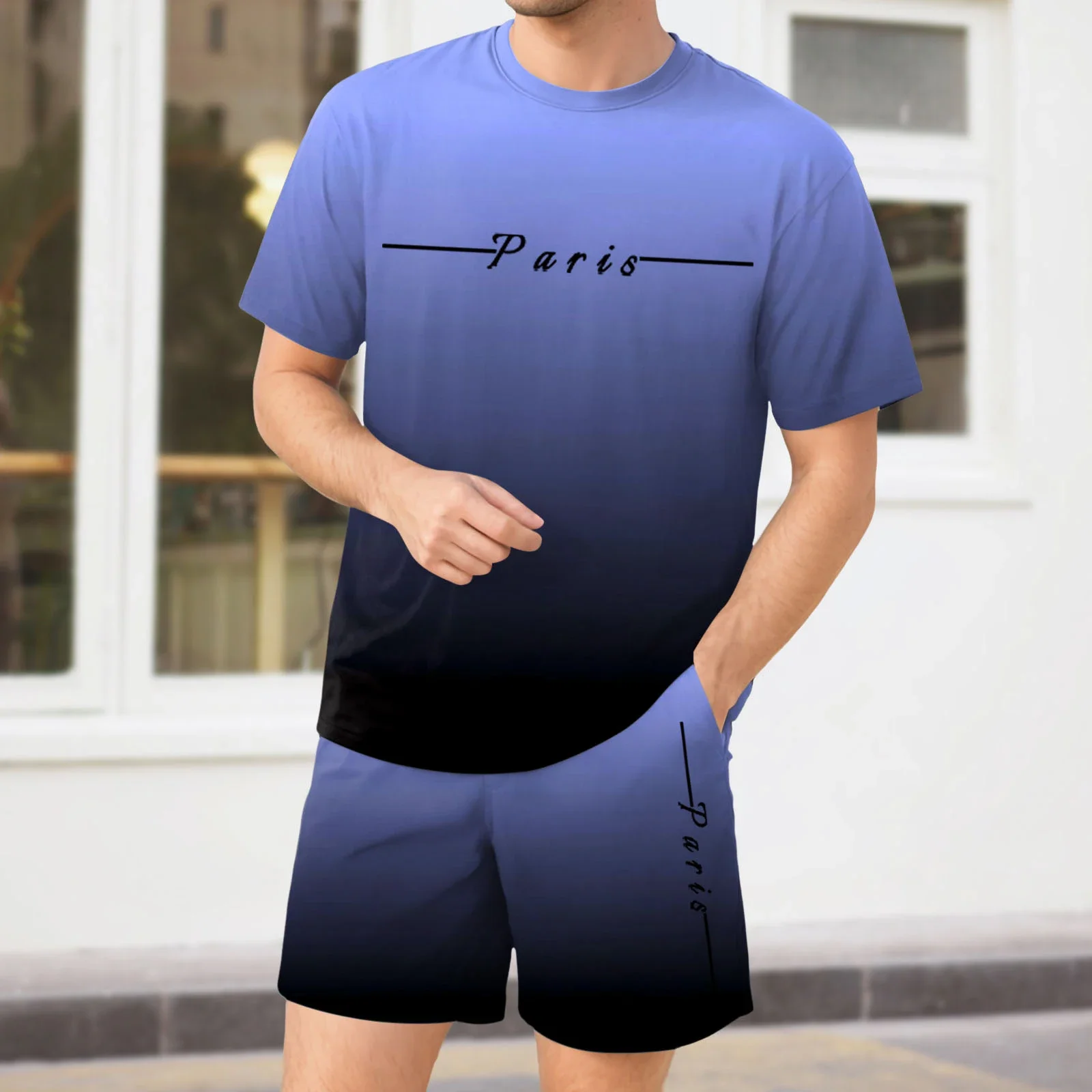 Fashion Gradient Letter Sweatsuits Men'S Short Sleeved T Shirt And Drawstring Shorts Street Casual Two Piece Set Tracksuits
Fashion Gradient Letter Sweatsuits Men'S Short Sleeved T Shirt And Drawstring Shorts Street Casual Two Piece Set Tracksuits
