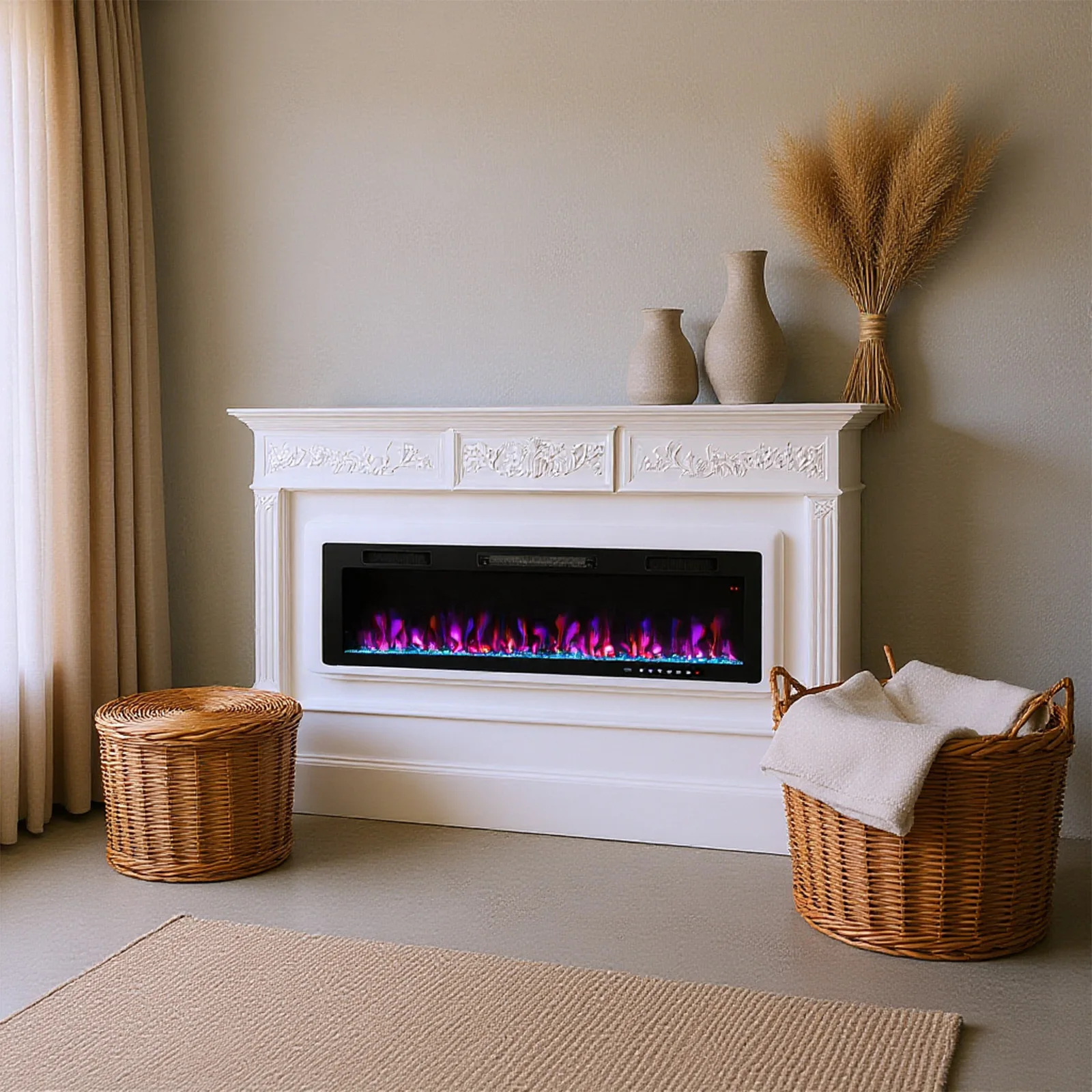 COSTWAY 40 Inch Electric Fireplace, Recessed & Wall-Mounted Linear Fireplace Heater W/ Adjustable Flame Color & Brightness, 750W
COSTWAY 40 Inch Electric Fireplace, Recessed & Wall-Mounted Linear Fireplace Heater W/ Adjustable Flame Color & Brightness, 750W