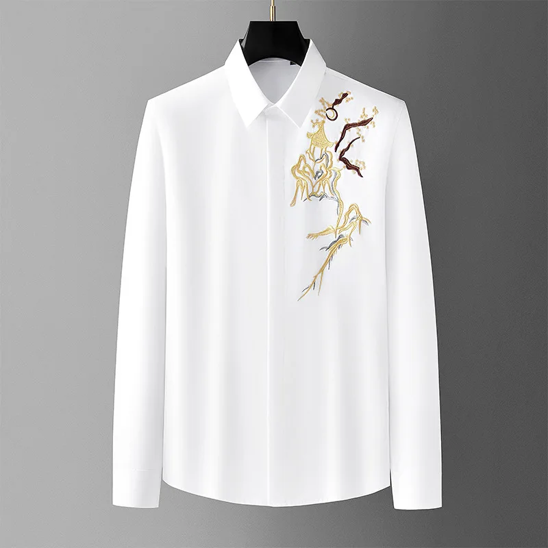 2026 Luxury Embroidered Shirt Men Cotton Long Sleeve Business Dress Shirts Slim Fit Casual Social Party Tuxedo Camisa Masculina
2026 Luxury Embroidered Shirt Men Cotton Long Sleeve Business Dress Shirts Slim Fit Casual Social Party Tuxedo Camisa Masculina