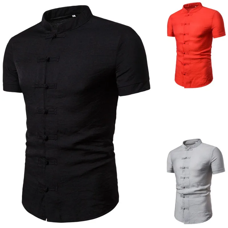 Summer Short Sleeved Men's Chinese Style Retro Button Up Collar Shirt Men's Casual Shirt
Summer Short Sleeved Men's Chinese Style Retro Button Up Collar Shirt Men's Casual Shirt