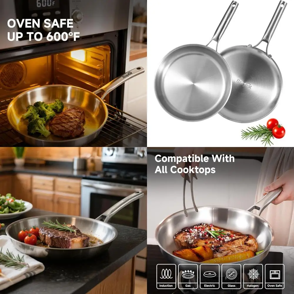 12 Inch Dual-Layer Stainless Steel Skillet Set, Induction Ready, Oven and Dishwasher Safe, Professional-Grade Cookware
12 Inch Dual-Layer Stainless Steel Skillet Set, Induction Ready, Oven and Dishwasher Safe, Professional-Grade Cookware