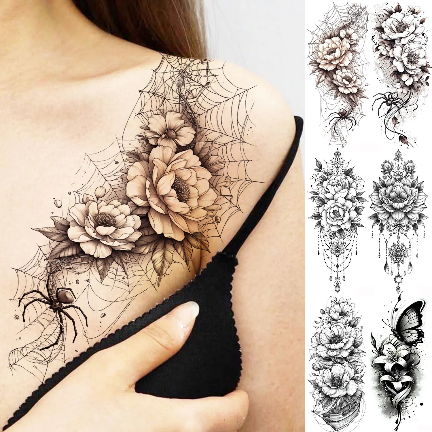 1 Sheet Beautifly Spider Web Flowers Temporary Tattoos For Women Lotus Butterfly Tatoos Waterproof Fake Tattoo Sticker Last Long
1 Sheet Beautifly Spider Web Flowers Temporary Tattoos For Women Lotus Butterfly Tatoos Waterproof Fake Tattoo Sticker Last Long