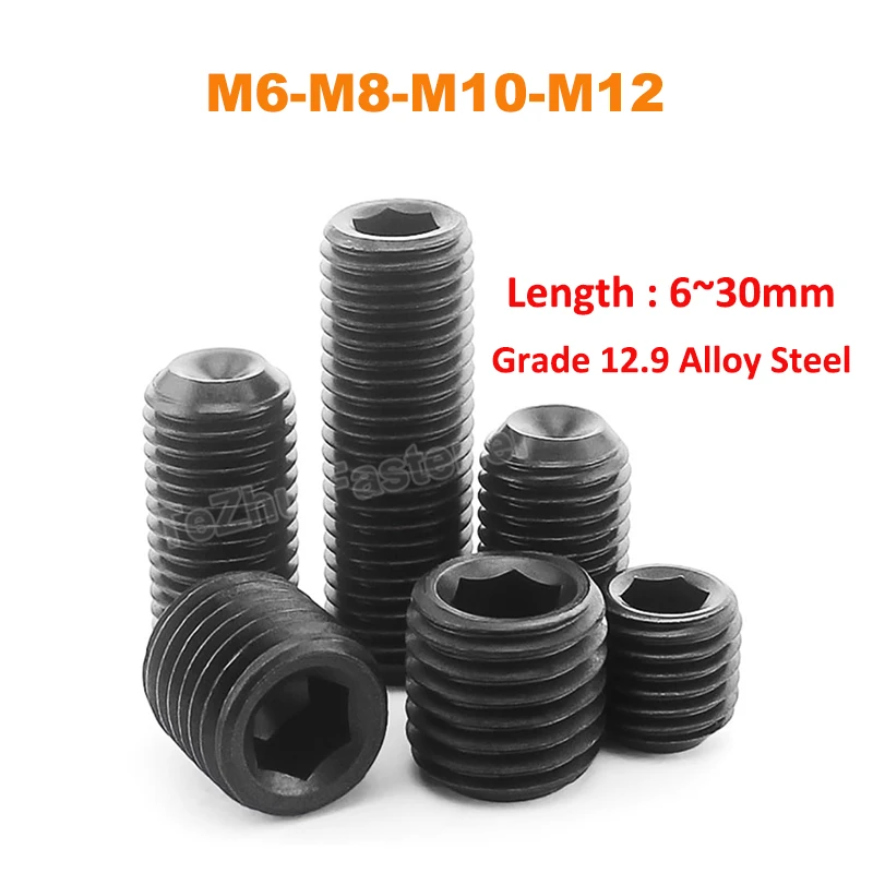 Набор винтов с шестигранной головкой M6, M8, M10, M12, класс 12,9, тонкая резьба из легированной стали, безголовые винты с шестигранной головкой, длина винта 6 ~ 30 мм DIN916
Набор винтов с шестигранной головкой M6, M8, M10, M12, класс 12,9, тонкая резьба из легированной стали, безголовые винты с шестигранной головкой, длина винта 6 ~ 30 мм DIN916
