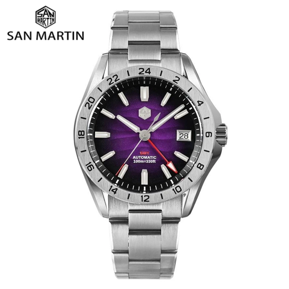 San Martin 39 мм GMT Классические часы NH34 Автоматический роскошный циферблат с сапфировым стеклом 100 м Водонепроницаемые светящиеся часы SN0129-2
San Martin 39 мм GMT Классические часы NH34 Автоматический роскошный циферблат с сапфировым стеклом 100 м Водонепроницаемые светящиеся часы SN0129-2