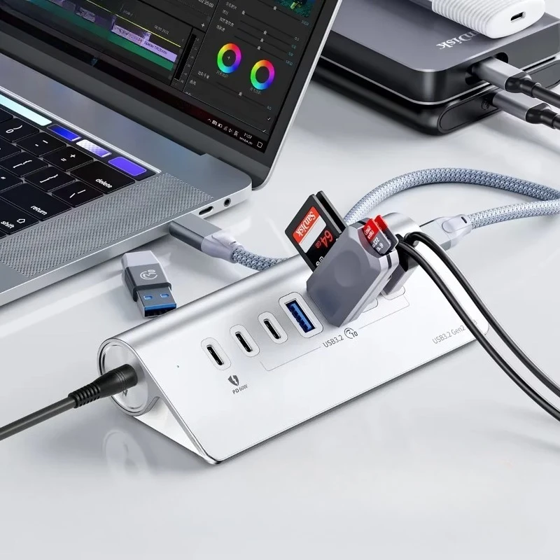 USB HUB 5Gbps 10Gbps USB 3.2 Type C PD 60W Charging Accessories Splitter for PC laptop Macbook with EU Power Adapter
USB HUB 5Gbps 10Gbps USB 3.2 Type C PD 60W Charging Accessories Splitter for PC laptop Macbook with EU Power Adapter