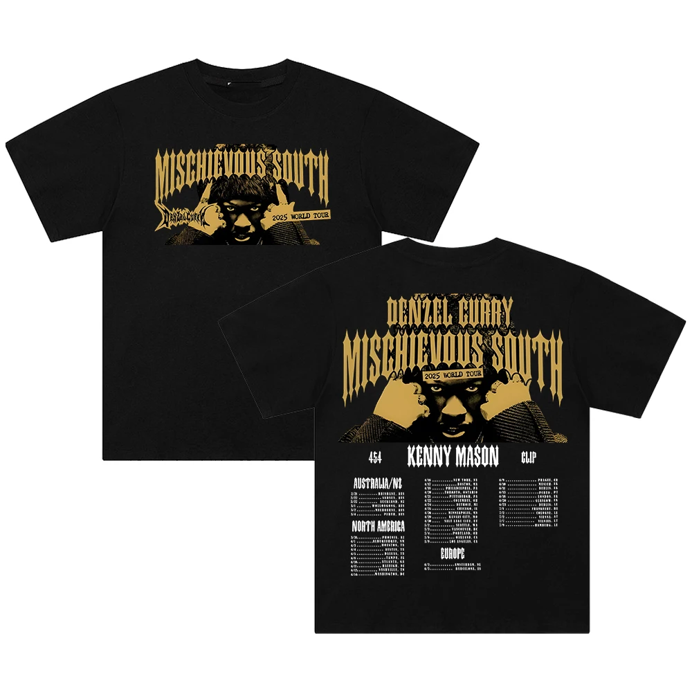 Denzel Curry Mischievous South 2025 World Tour T-shirt Crewneck Short Sleeve Cotton Tee Women Men Streetwear Tops
Denzel Curry Mischievous South 2025 World Tour T-shirt Crewneck Short Sleeve Cotton Tee Women Men Streetwear Tops