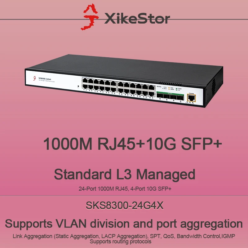 Управляемый L3 Web/CLI 24-портовый 1G RJ45 и 4-портовый 10G SFP+ VLAN и порт для агрегации поддерживает протоколи маршрутизации
Управляемый L3 Web/CLI 24-портовый 1G RJ45 и 4-портовый 10G SFP+ VLAN и порт для агрегации поддерживает протоколи маршрутизации