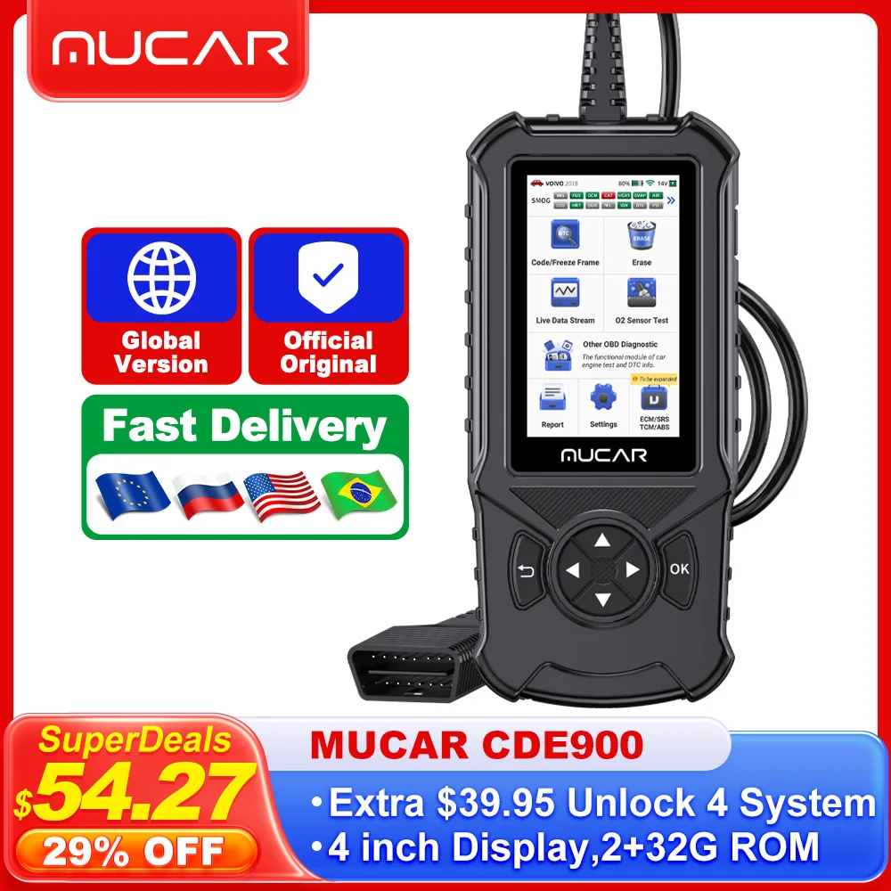 MUCAR CDE900 OBD2 Car Diagnostic Tools Can Extra Pay Unlock ABS SRS TCM ECM System Wifi Update Auto EOBD Scanner
MUCAR CDE900 OBD2 Car Diagnostic Tools Can Extra Pay Unlock ABS SRS TCM ECM System Wifi Update Auto EOBD Scanner