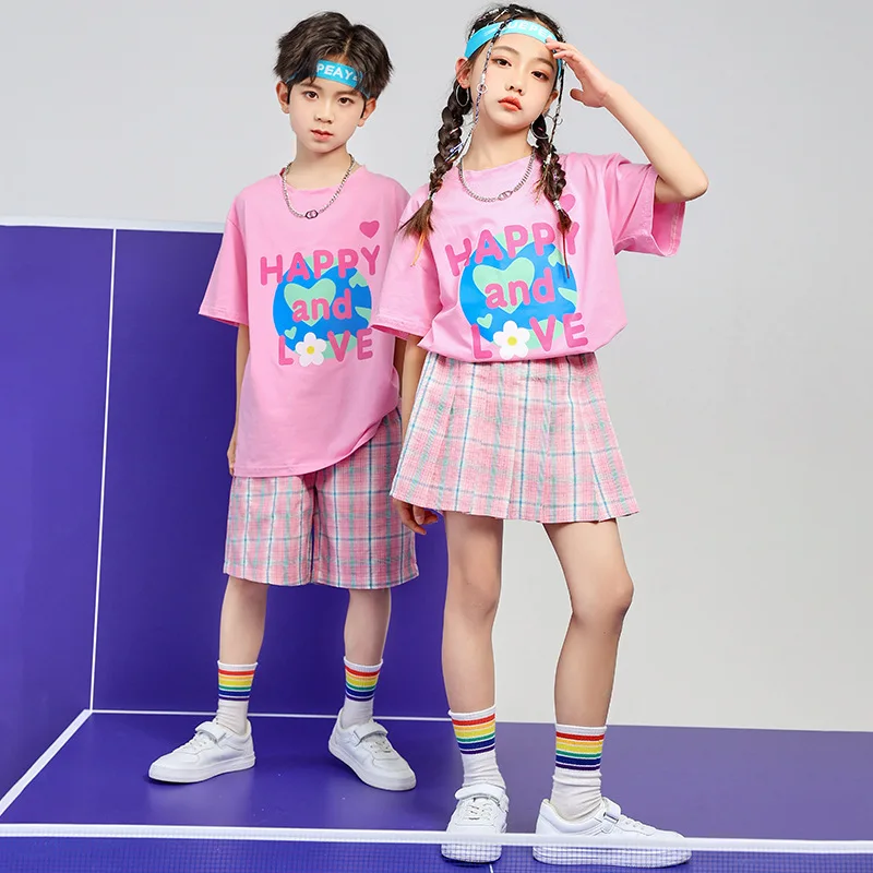 Summer Boys Girls Children Fashion Cheerleading Team Short Sleeve T-shirt Plaid Shorts Skirts Sets Kids T Shirts Tracksuits
Summer Boys Girls Children Fashion Cheerleading Team Short Sleeve T-shirt Plaid Shorts Skirts Sets Kids T Shirts Tracksuits