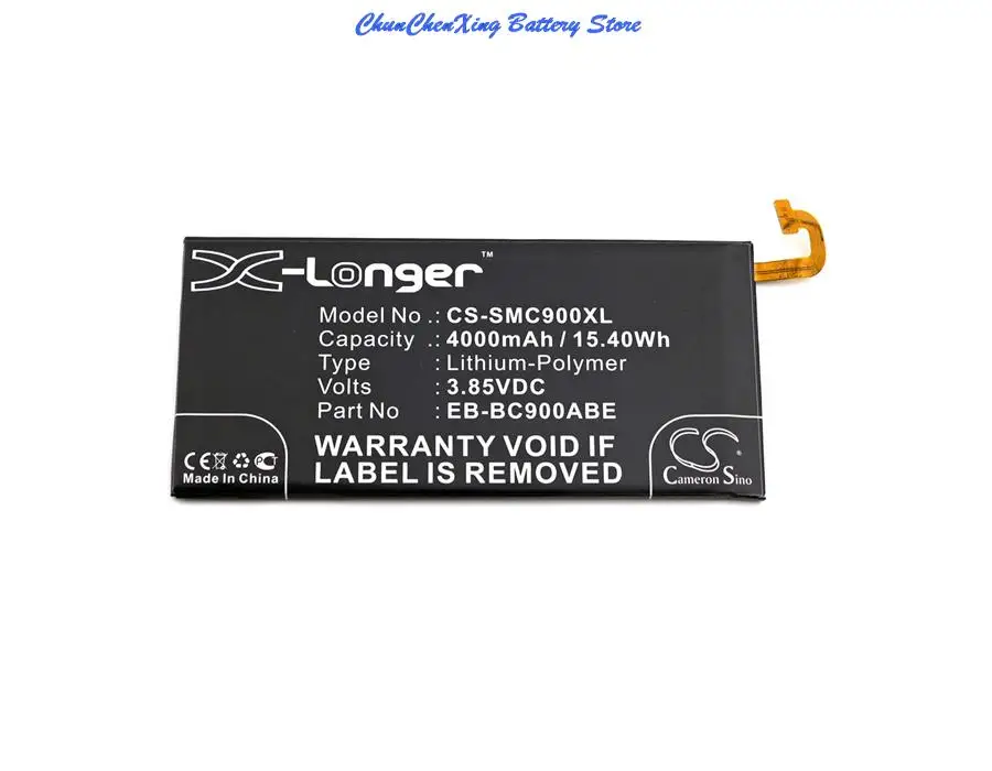 4000mAh Battery EB-BC900ABE for Samsung Galaxy C9 Pro, Galaxy C9 Pro Duos, SM-C9000, SM-C9008, SM-C900F, SM-C900Y
4000mAh Battery EB-BC900ABE for Samsung Galaxy C9 Pro, Galaxy C9 Pro Duos, SM-C9000, SM-C9008, SM-C900F, SM-C900Y