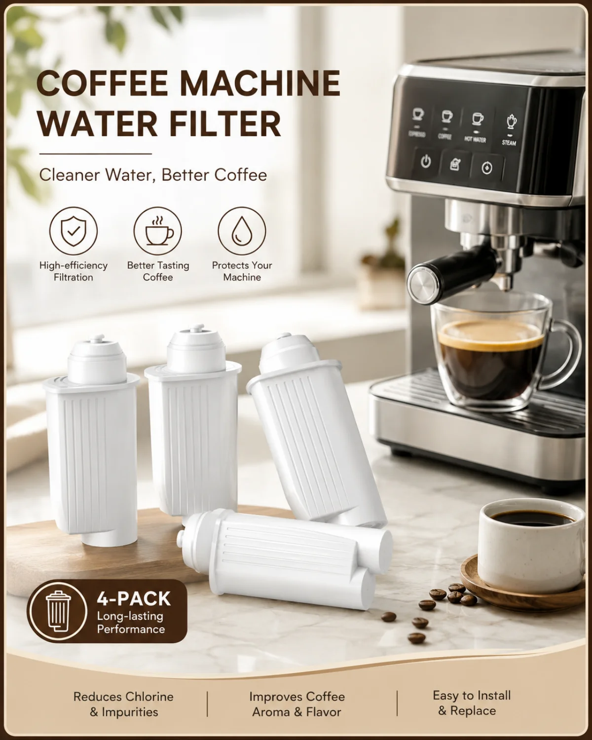Coffee Water Filter Replacement 4 Pack for TZ70003 Water Filter Compatible with EQ Series TCZ7003 TCZ7033 TCA 7 TCC 7
Coffee Water Filter Replacement 4 Pack for TZ70003 Water Filter Compatible with EQ Series TCZ7003 TCZ7033 TCA 7 TCC 7