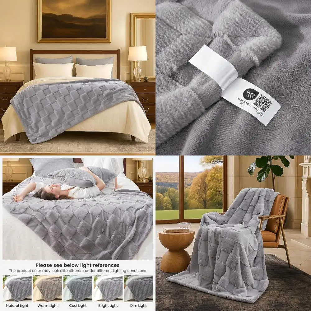 Grey Large Checkered Rabbit Fur-Like Twin Size Blanket, Plush Minky Fluffy Cover for Couch or Bed, Adult-Sized (60x80 Inches)
Grey Large Checkered Rabbit Fur-Like Twin Size Blanket, Plush Minky Fluffy Cover for Couch or Bed, Adult-Sized (60x80 Inches)