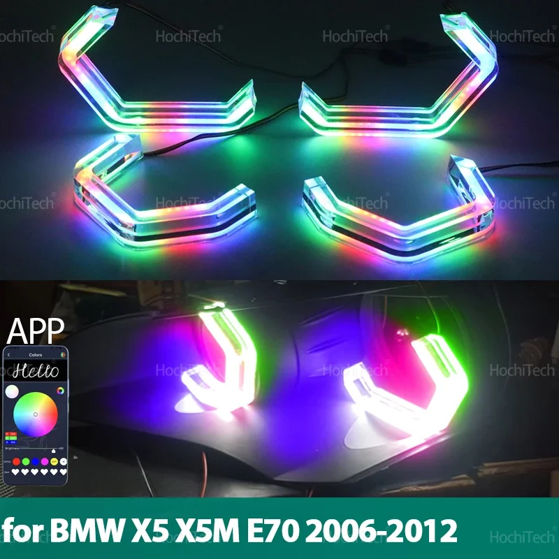 For BMW X5 X5M E70 2007-2013 M4 style LED Angel Eyes Kit Ring flashing RGB APP control Headlight Lamps with turn signal
For BMW X5 X5M E70 2007-2013 M4 style LED Angel Eyes Kit Ring flashing RGB APP control Headlight Lamps with turn signal
