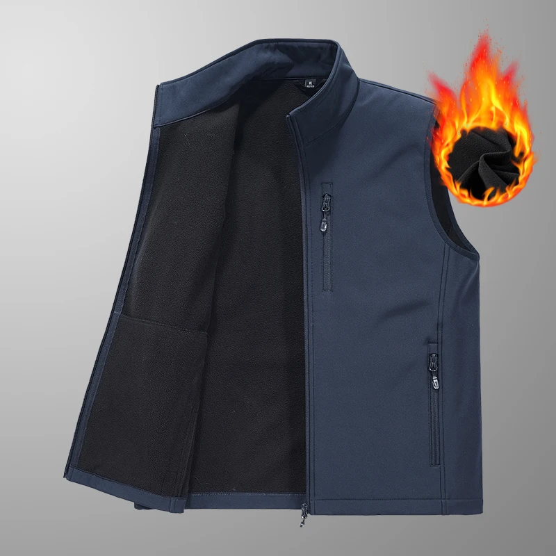 Thiened Pure Color Men's Vest Jaet Autumn Winter New Sle Stand Collar Svel Busin Casual Faion Outerwear
Thiened Pure Color Men's Vest Jaet Autumn Winter New Sle Stand Collar Svel Busin Casual Faion Outerwear