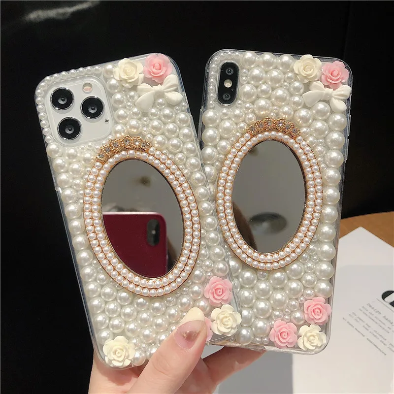 White Floral Pearl For iphone 16 13 14 15 Plus Pro Max Case with Mirror and Silicone Cover for Women Compatible with
White Floral Pearl For iphone 16 13 14 15 Plus Pro Max Case with Mirror and Silicone Cover for Women Compatible with