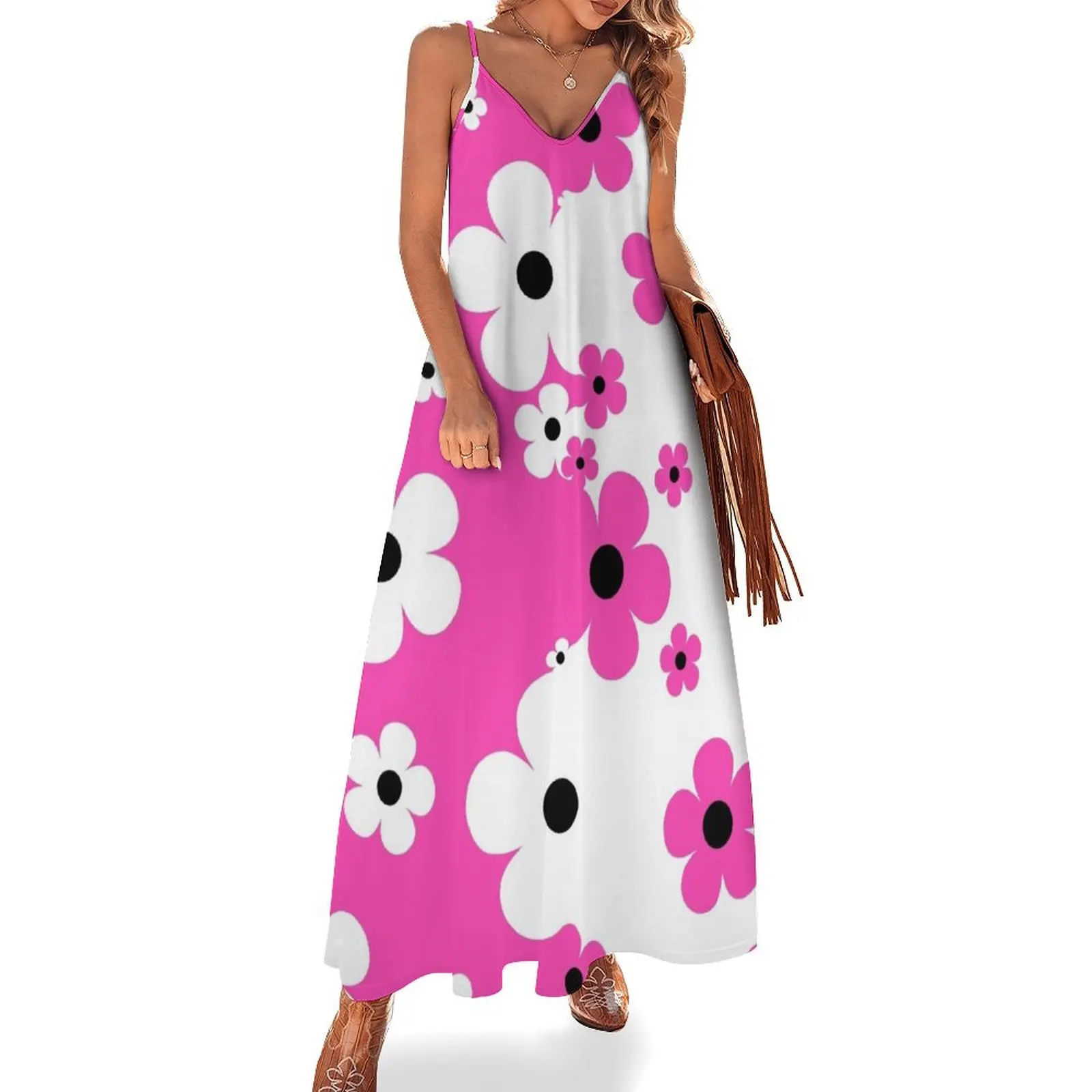 60's Retro Pop Small Flowers in Hot Pink and White, Black Sleeveless Dress dresses for womens 2025 Women dresses summer Dress
60's Retro Pop Small Flowers in Hot Pink and White, Black Sleeveless Dress dresses for womens 2025 Women dresses summer Dress