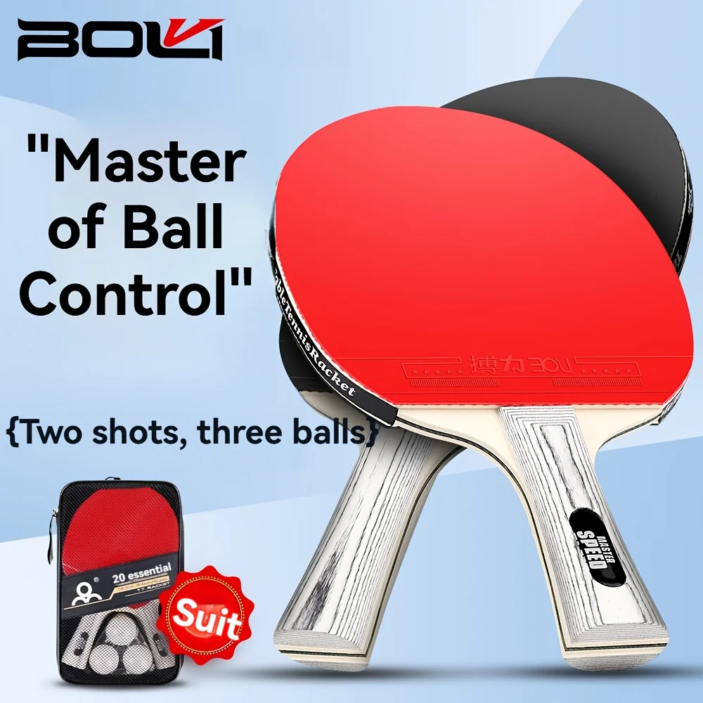 Boli Table Tennis Racket Set, Beginner's Racket Set, Two Rackets, Three Balls, Five-Layer Pure Wood Table Tennis Racket Set
Boli Table Tennis Racket Set, Beginner's Racket Set, Two Rackets, Three Balls, Five-Layer Pure Wood Table Tennis Racket Set