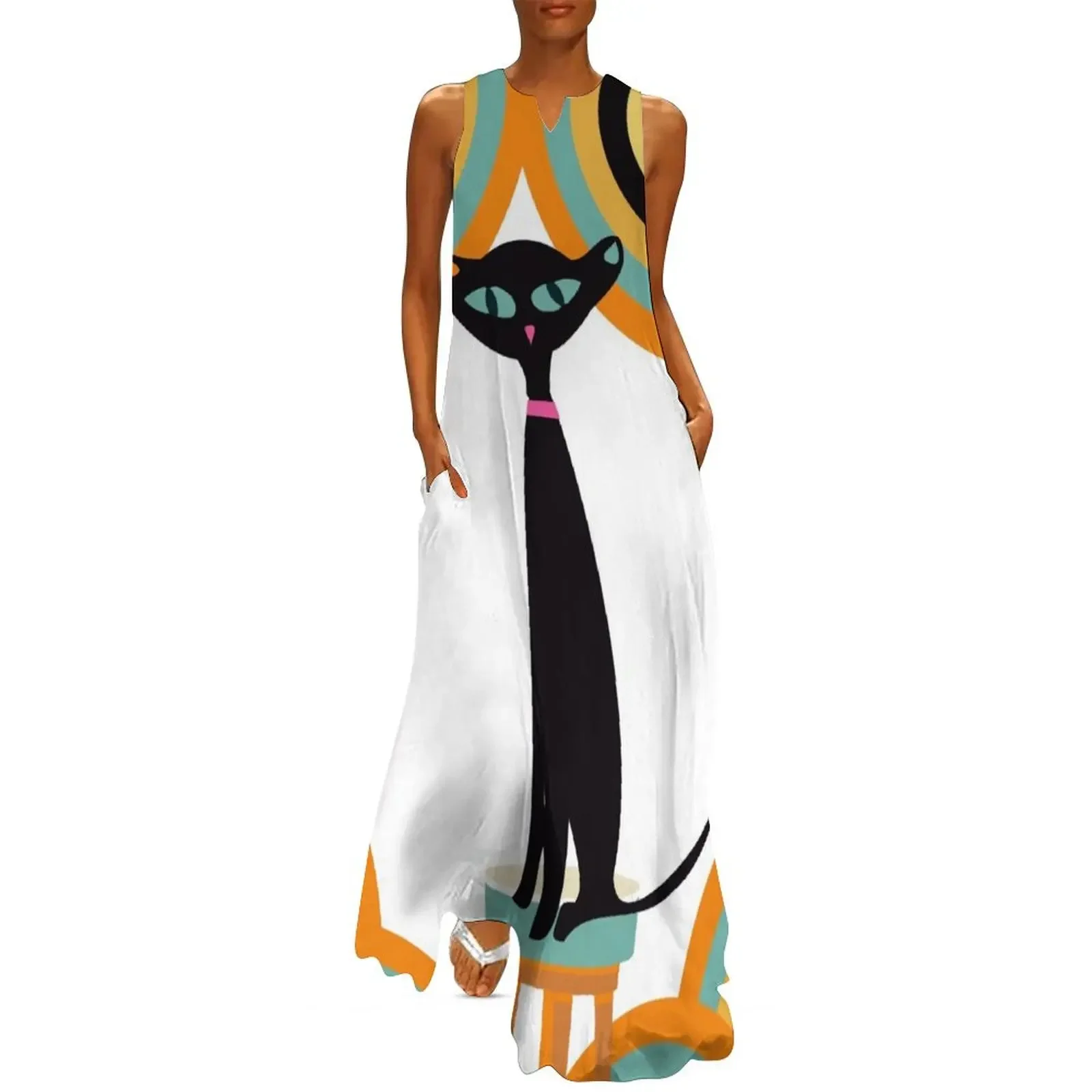 Black Mid Century Cat Surrounded by Myriad of Retro Shapes Long Dress women's clothing korea stylish Dress women Dress
Black Mid Century Cat Surrounded by Myriad of Retro Shapes Long Dress women's clothing korea stylish Dress women Dress