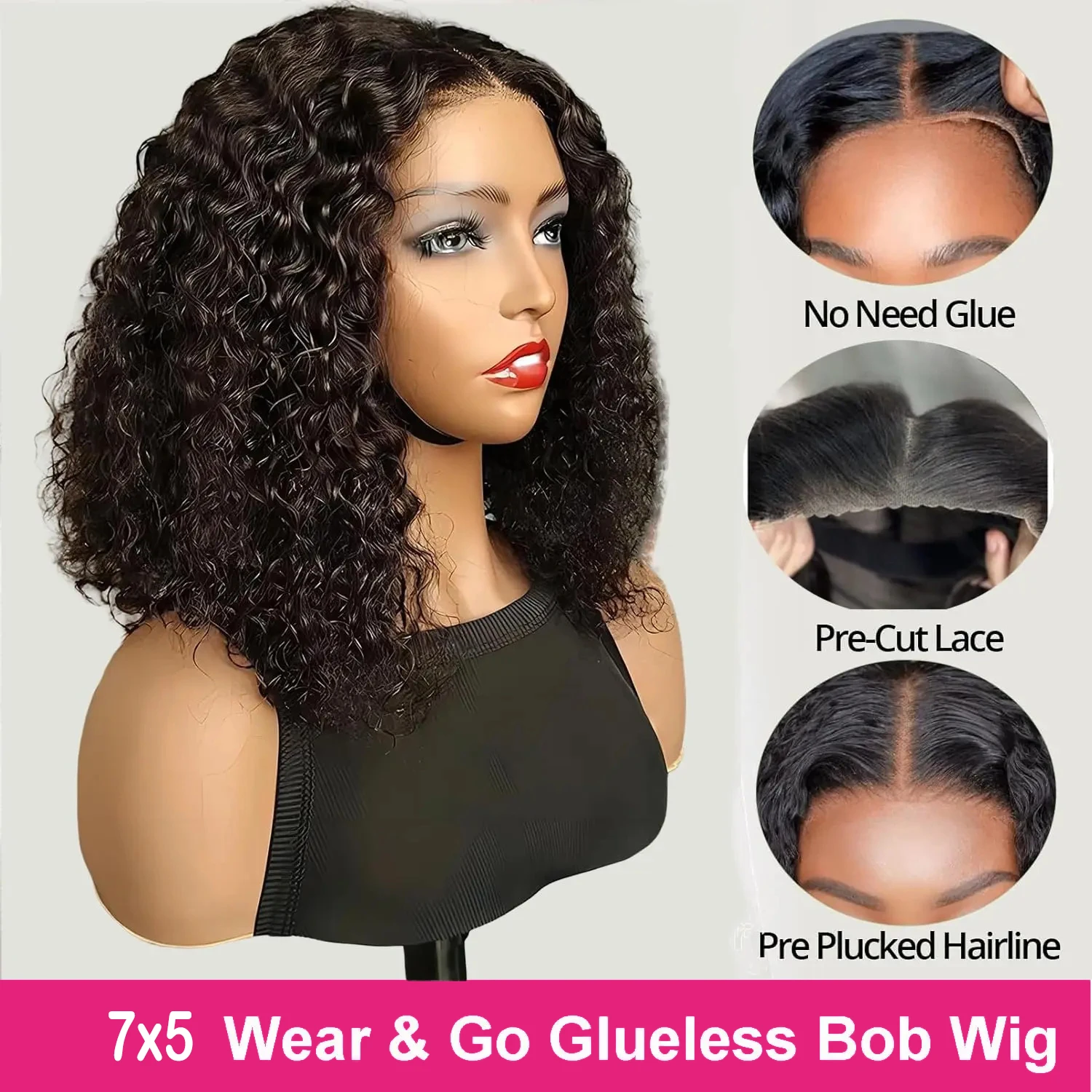 Бесклеевой парик Bob Water Wave, предварительно вырезанный парик шнурка, 200% предварительно выщипанные натуральные глубокие волны, бесклеевые вьющиеся парики из человеческих волос для женщин
Бесклеевой парик Bob Water Wave, предварительно вырезанный парик шнурка, 200% предварительно выщипанные натуральные глубокие волны, бесклеевые вьющиеся парики из человеческих волос для женщин