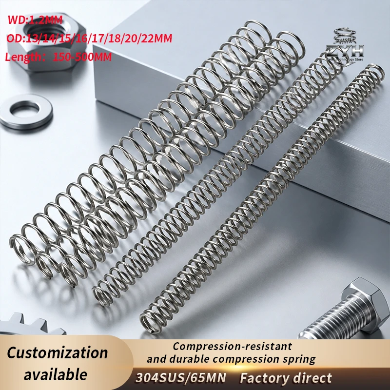 1pc 304SUS/65MN helical compression spring,WD1.2mm,OD13-22mm,Length150-500mm,precision high elasticity long diameter spring
1pc 304SUS/65MN helical compression spring,WD1.2mm,OD13-22mm,Length150-500mm,precision high elasticity long diameter spring
