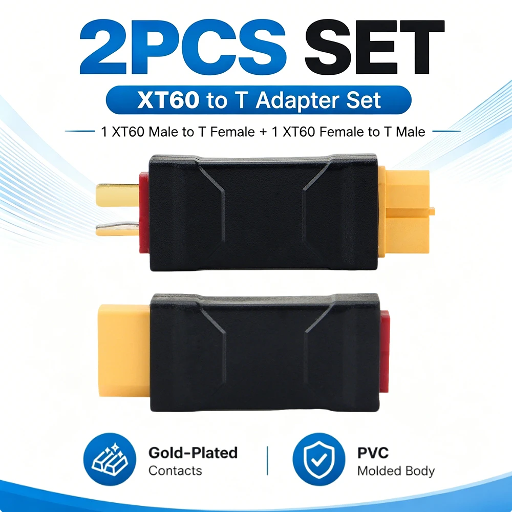 PVC Die-cast XT60 to T-plug Conversion Adapter Kit,Male-Female/ Female-Male/1 Male 1 Female,Rugged & Durable Connectors
PVC Die-cast XT60 to T-plug Conversion Adapter Kit,Male-Female/ Female-Male/1 Male 1 Female,Rugged & Durable Connectors