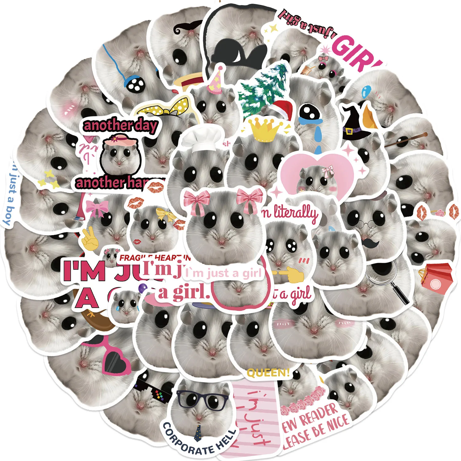 50PCS Fun Cartoon Hamster Graffiti Stickers Scrapbooking Collage Material Phone Cases Guitar Notebooks DIY Decorative
50PCS Fun Cartoon Hamster Graffiti Stickers Scrapbooking Collage Material Phone Cases Guitar Notebooks DIY Decorative