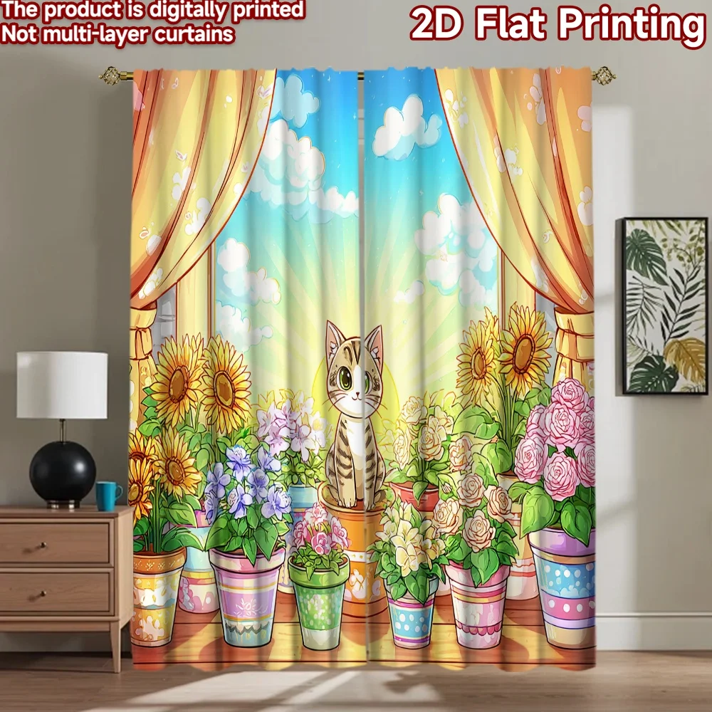 2D flat printing 2pcs Window Treatment Curtains Cute Cat Flower Balcony Digital Printed Polyester Drapes Festive Wall Decor for
2D flat printing 2pcs Window Treatment Curtains Cute Cat Flower Balcony Digital Printed Polyester Drapes Festive Wall Decor for