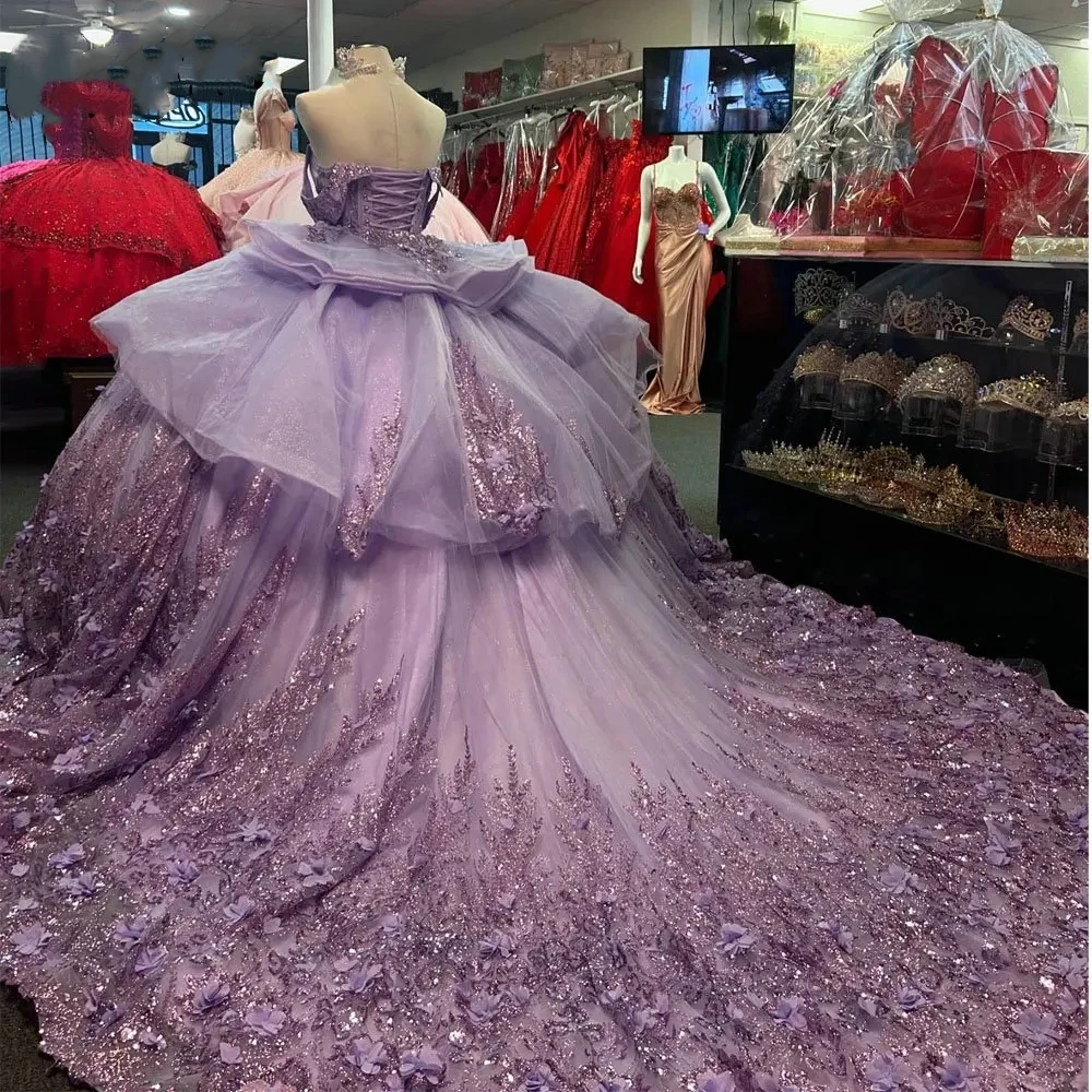 NW95 Customized Mexican Lilac Quinceanera Dresses Ball Gown Off Shoulder Flower Sweep Train Prom Birthday Party Dress 15 16 Girl
NW95 Customized Mexican Lilac Quinceanera Dresses Ball Gown Off Shoulder Flower Sweep Train Prom Birthday Party Dress 15 16 Girl