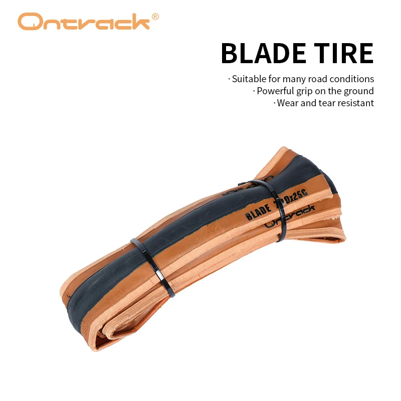 ONTRACK FOLDED ROAD TIRE 700X25C 28C BLADE 30TPI SKIN BROWN WALL AND BLACK WALL
ONTRACK FOLDED ROAD TIRE 700X25C 28C BLADE 30TPI SKIN BROWN WALL AND BLACK WALL