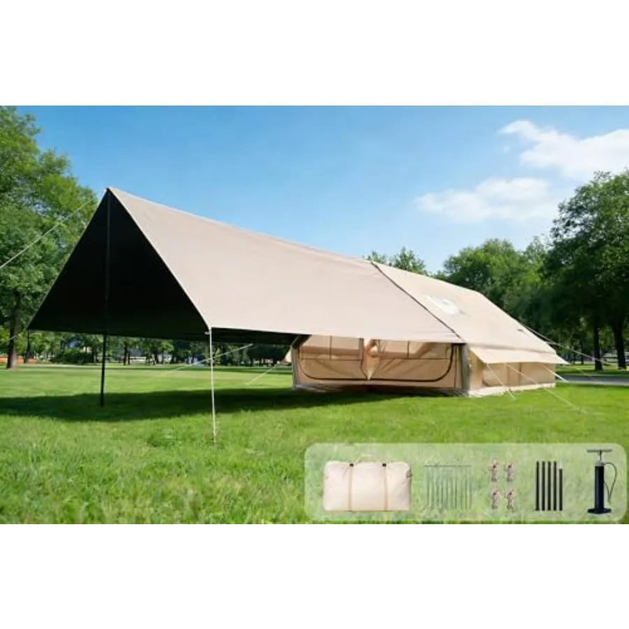 Camping inflatable tent with canopy, waterproof Oxford fabric, gray, easy setup and skylight mesh windows for 2/4/6/8/12 person
Camping inflatable tent with canopy, waterproof Oxford fabric, gray, easy setup and skylight mesh windows for 2/4/6/8/12 person