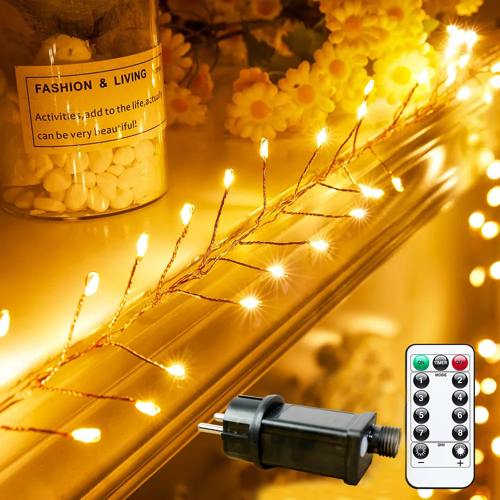 Pop Outdoor Fairy Lights Battery Operated, Twinkle String Lights With Remote, 1000 LEDs Firecracker Starry Lights For DIY