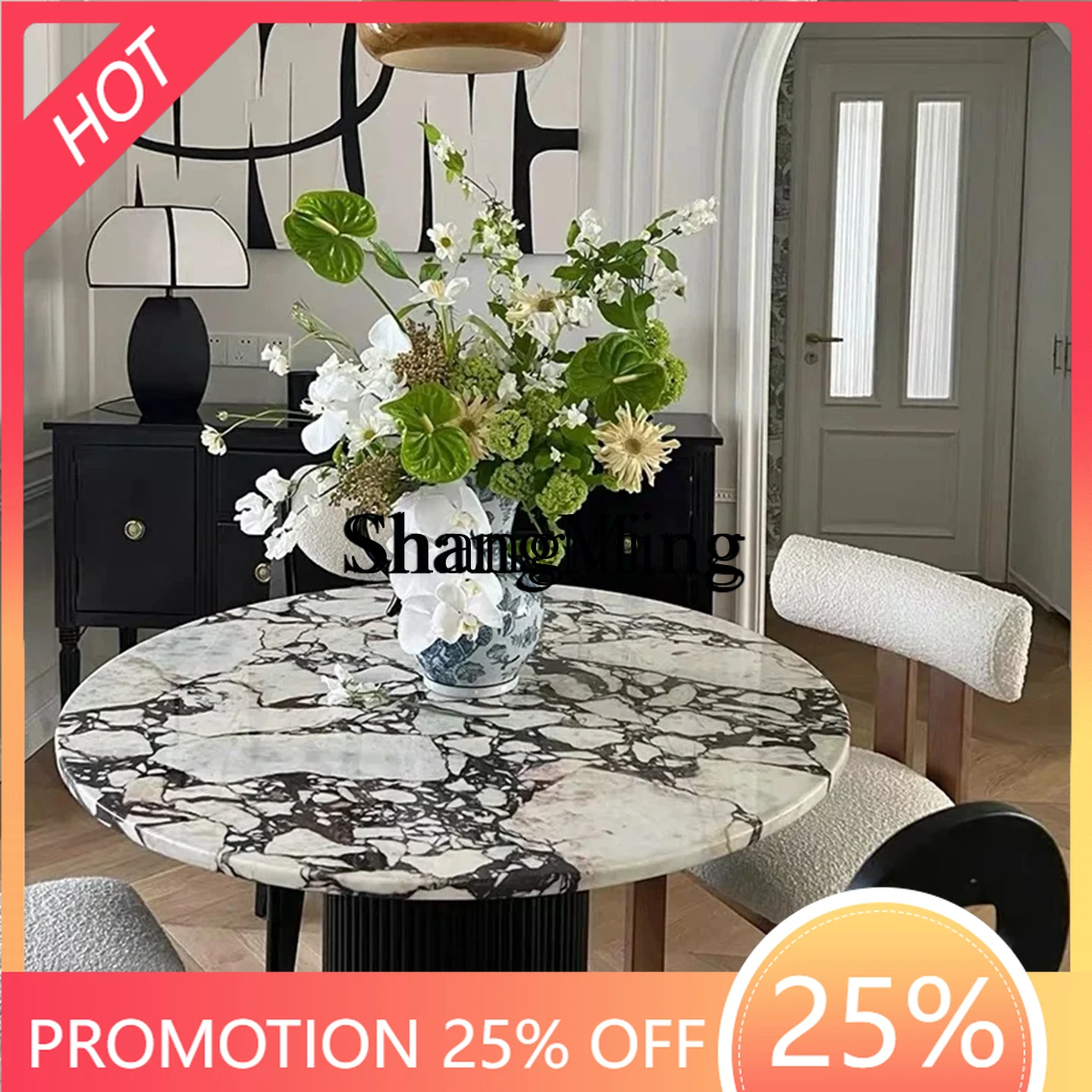FG good-looking light luxury marble slate dining table round table retro restaurant atmosphere
FG good-looking light luxury marble slate dining table round table retro restaurant atmosphere