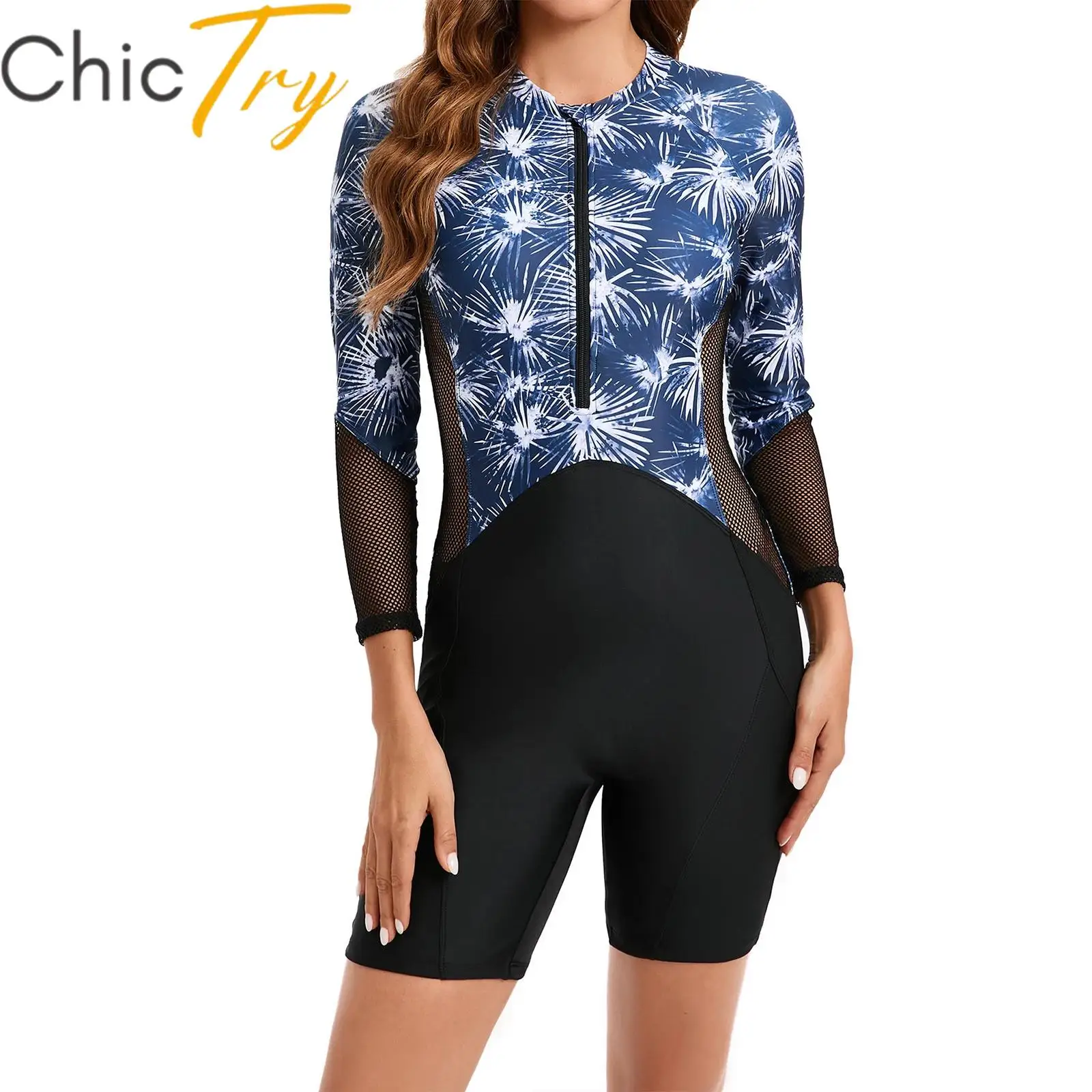 Women One Piece Athletic Swimsuit Rash Guards Long Sleeve Mesh Shorty Swimwear Graphic Print Beachwear Surfing Bathing Suit
Women One Piece Athletic Swimsuit Rash Guards Long Sleeve Mesh Shorty Swimwear Graphic Print Beachwear Surfing Bathing Suit