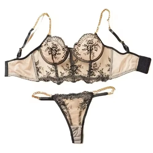 Western Black Mesh Embroidery Lace Trim Bra Womens Erotic Seductive Underwears Clothing Womens Seductive Sexy Lingerie Set
Western Black Mesh Embroidery Lace Trim Bra Womens Erotic Seductive Underwears Clothing Womens Seductive Sexy Lingerie Set