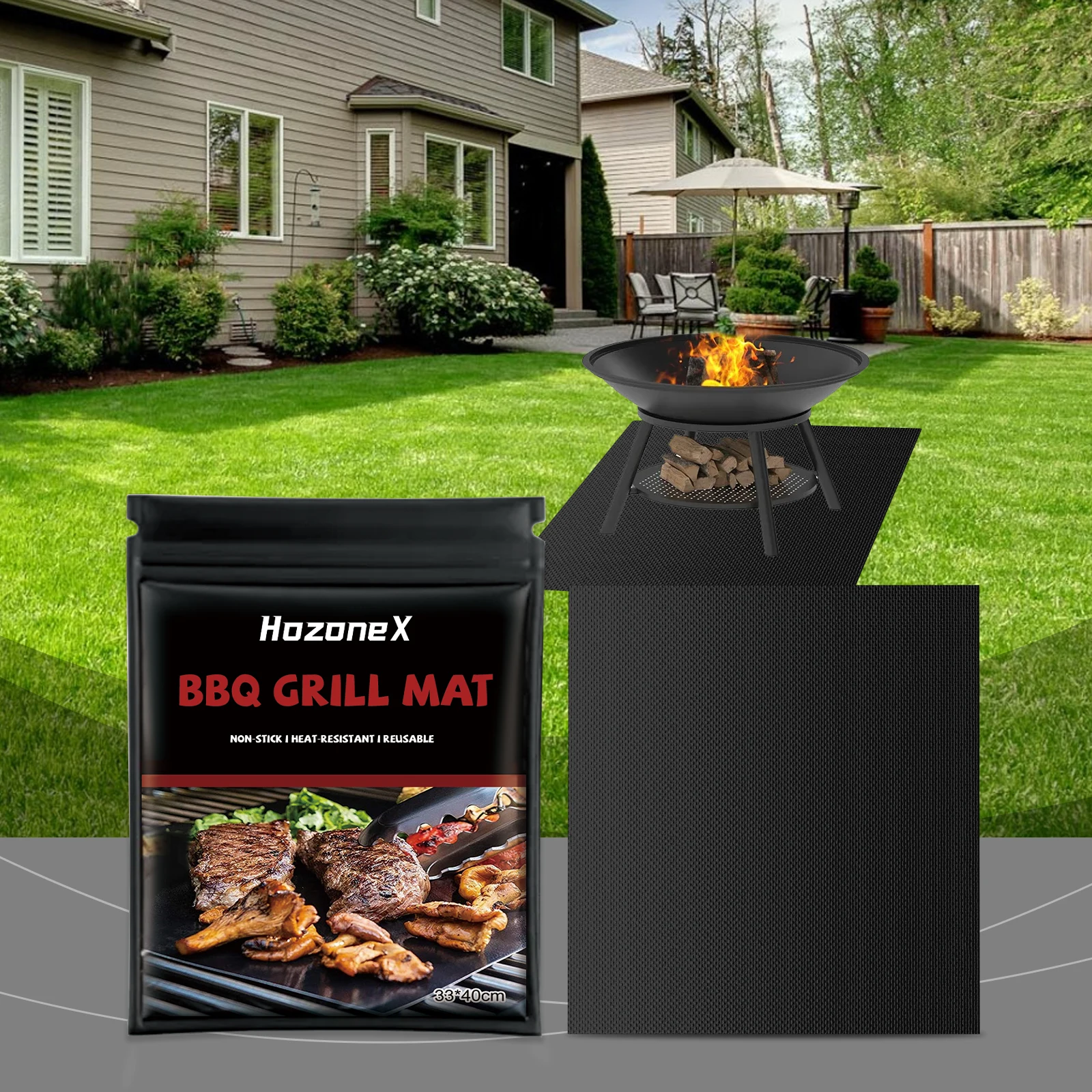 Easy-to-clean non-stick barbecue mat, outdoor grilling mat with non-stick surface, high temperature resistant and dirt resistant
Easy-to-clean non-stick barbecue mat, outdoor grilling mat with non-stick surface, high temperature resistant and dirt resistant