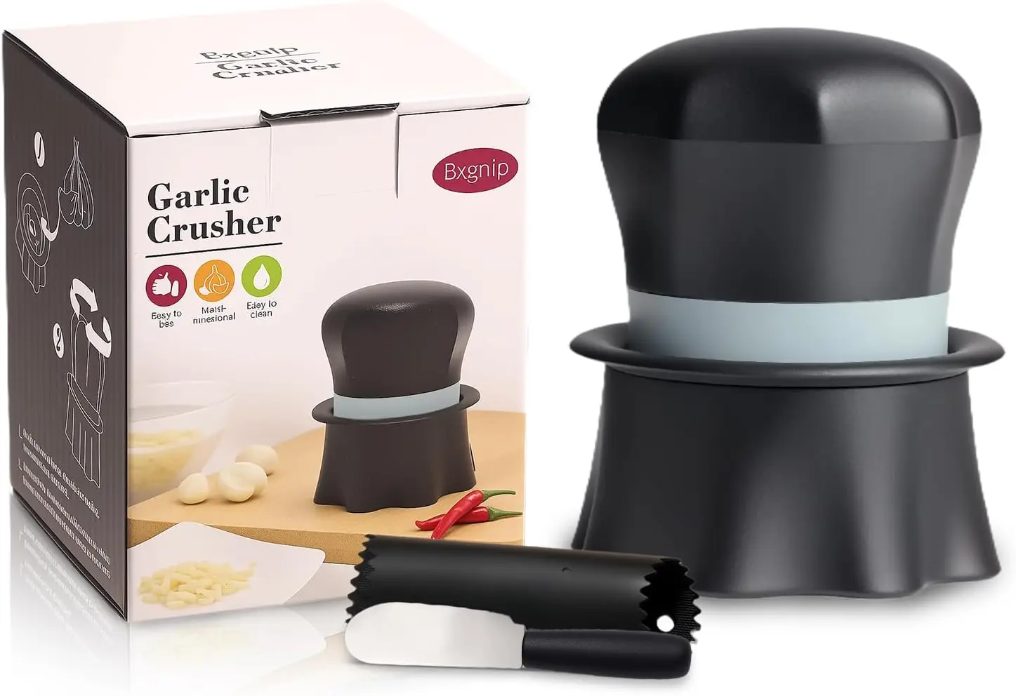 Multi-Purpose Garlic Press with Peeler & Scraper, Easy Twist Mincer for Ginger, Nuts, Herbs
Multi-Purpose Garlic Press with Peeler & Scraper, Easy Twist Mincer for Ginger, Nuts, Herbs