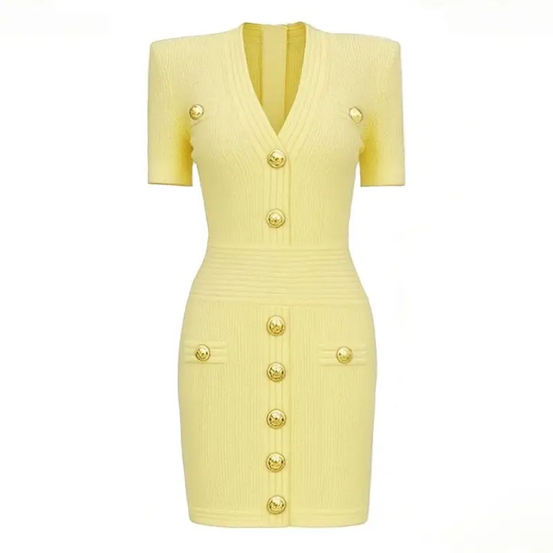 Elegant Short Knitted Dress with Rivet Button Classic V-Neck Midi Skirt Sleeveless Women's Fashion Commute New Arrival 2025
Elegant Short Knitted Dress with Rivet Button Classic V-Neck Midi Skirt Sleeveless Women's Fashion Commute New Arrival 2025