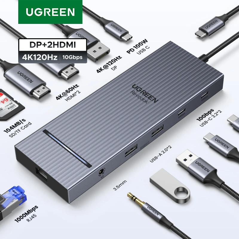UGREEN USB C HUB 4K60 Гц HDMI-адаптер USB C к USB3.0 PD100W SD и TF для MacBook Pro Air Laptop Type C 3.1 Разветвитель Док-станция
UGREEN USB C HUB 4K60 Гц HDMI-адаптер USB C к USB3.0 PD100W SD и TF для MacBook Pro Air Laptop Type C 3.1 Разветвитель Док-станция