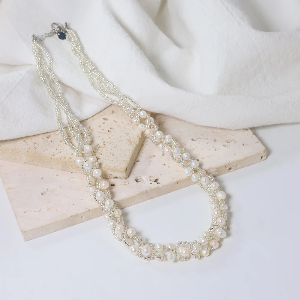 Natural Freshwater Pearl Woven Multi-layer Necklace Korean Women's Luxury Jewelry Fashion Women's and Girls' Gifts GN0623
Natural Freshwater Pearl Woven Multi-layer Necklace Korean Women's Luxury Jewelry Fashion Women's and Girls' Gifts GN0623