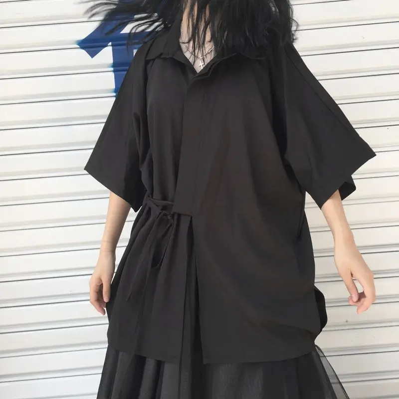 Dark Bandage Half Sleeve Tops Blusas Mujer De Moda Y2k Black Shirts & Blouses Subcultural American Streetwear
Dark Bandage Half Sleeve Tops Blusas Mujer De Moda Y2k Black Shirts & Blouses Subcultural American Streetwear