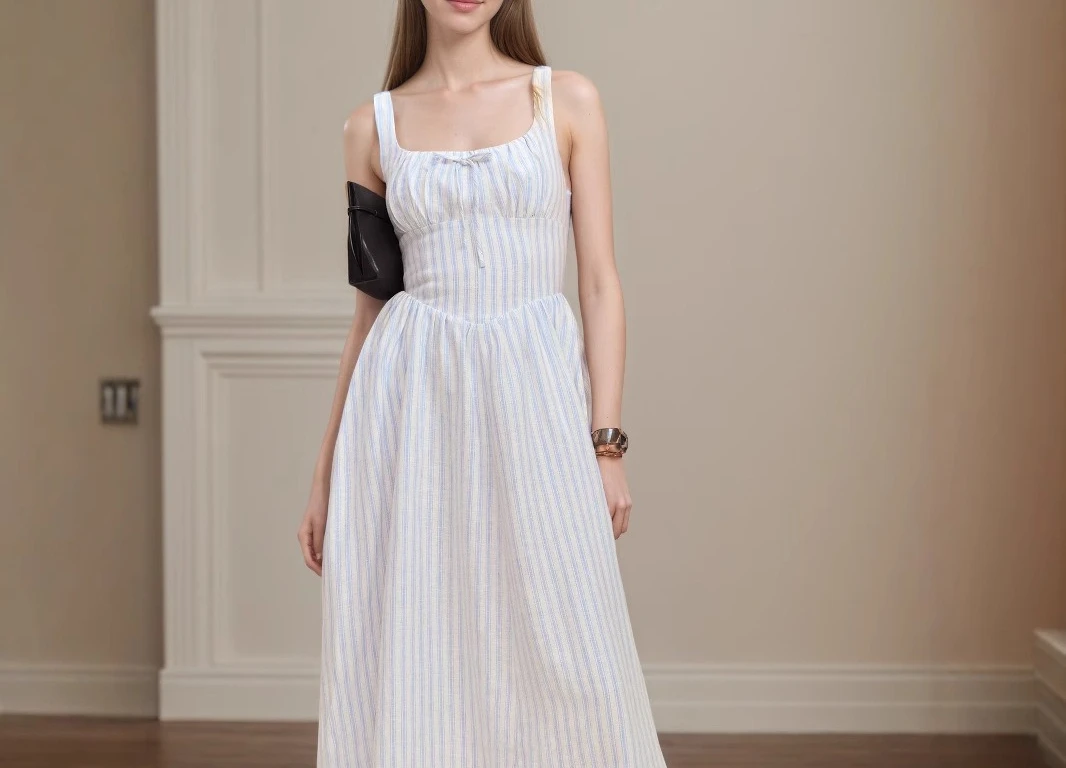 Striped Square Collar Camisole Long Dress With Square Collar And Camisole Design, Fresh Women's Dress
Striped Square Collar Camisole Long Dress With Square Collar And Camisole Design, Fresh Women's Dress