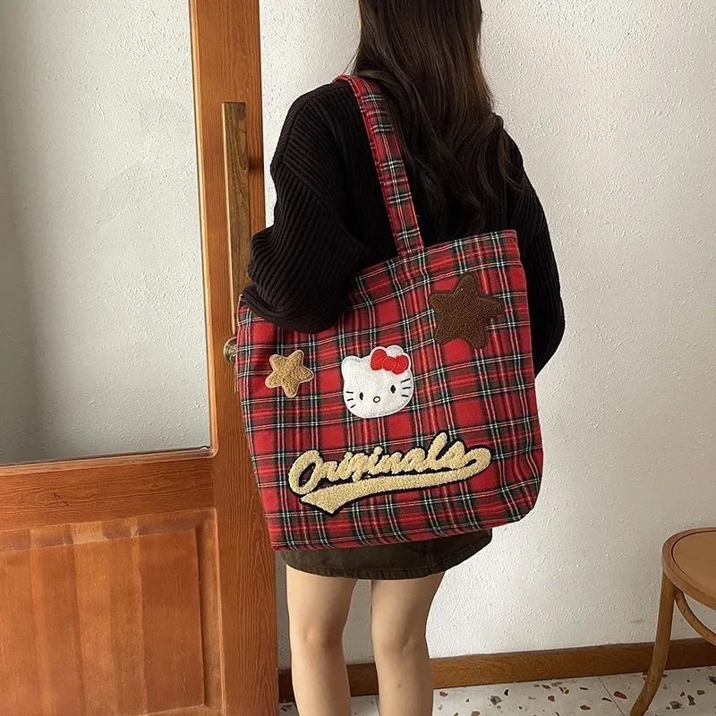 Bag Hello Kitty NEW Retro Canvas Grid Fashion Delicate Single Shoulder Bag High-capacity Cartoon Cute Tote Bag Versatile
Bag Hello Kitty NEW Retro Canvas Grid Fashion Delicate Single Shoulder Bag High-capacity Cartoon Cute Tote Bag Versatile