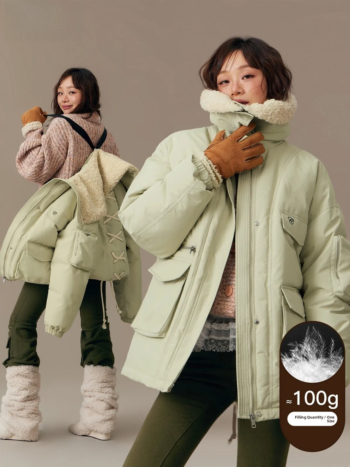 Women's Loose 90 Duck down Jacket Lamb Skin Simulation Drawstring Splicing Coat Winter New Arrival Commute Style Long Sleeve
Women's Loose 90 Duck down Jacket Lamb Skin Simulation Drawstring Splicing Coat Winter New Arrival Commute Style Long Sleeve