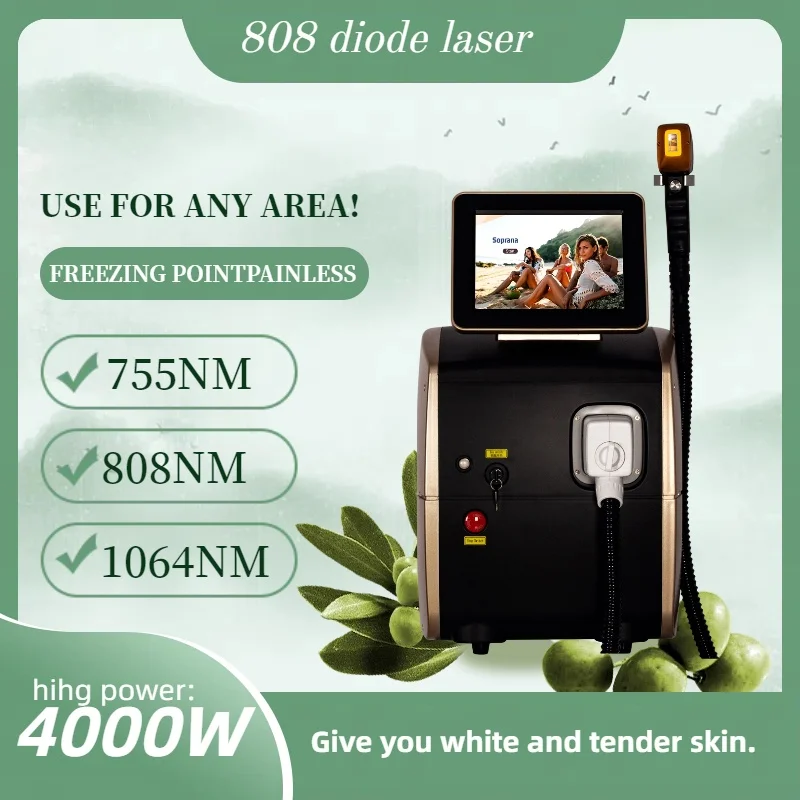 Diode Laser Hair Removal Machine Depiladora Laser 808NM 755NM 1064NM Tender Skin Safe Painless Permanent Depilation High Power
Diode Laser Hair Removal Machine Depiladora Laser 808NM 755NM 1064NM Tender Skin Safe Painless Permanent Depilation High Power