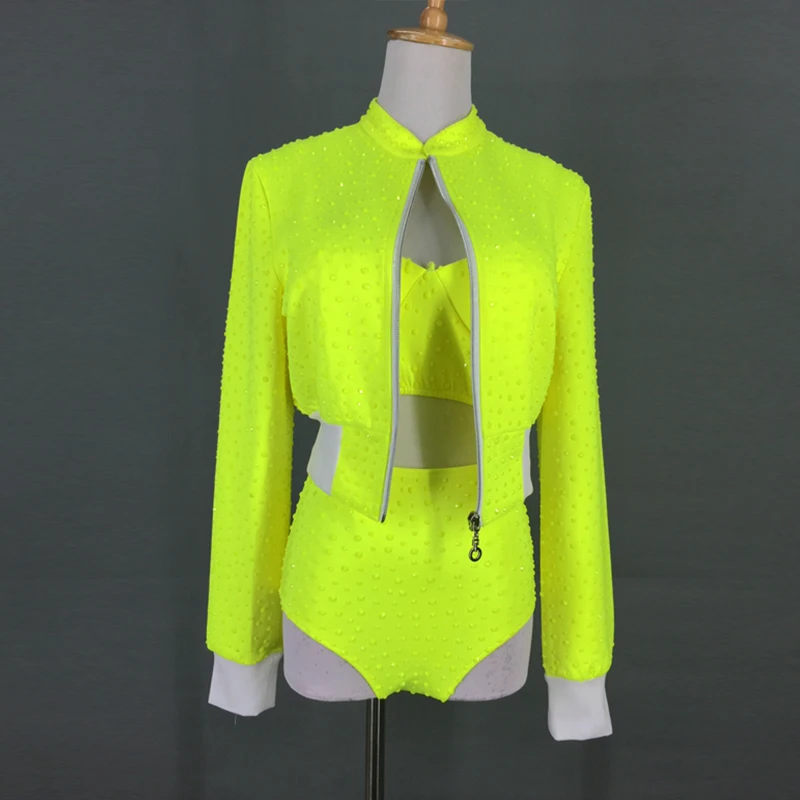 Fluorescence Colors Jazz Dance Clothes Women Rhinestones Coat Tops Shorts Nightclub Pole Dance Costume Dancer Stage Wear YS5328
Fluorescence Colors Jazz Dance Clothes Women Rhinestones Coat Tops Shorts Nightclub Pole Dance Costume Dancer Stage Wear YS5328