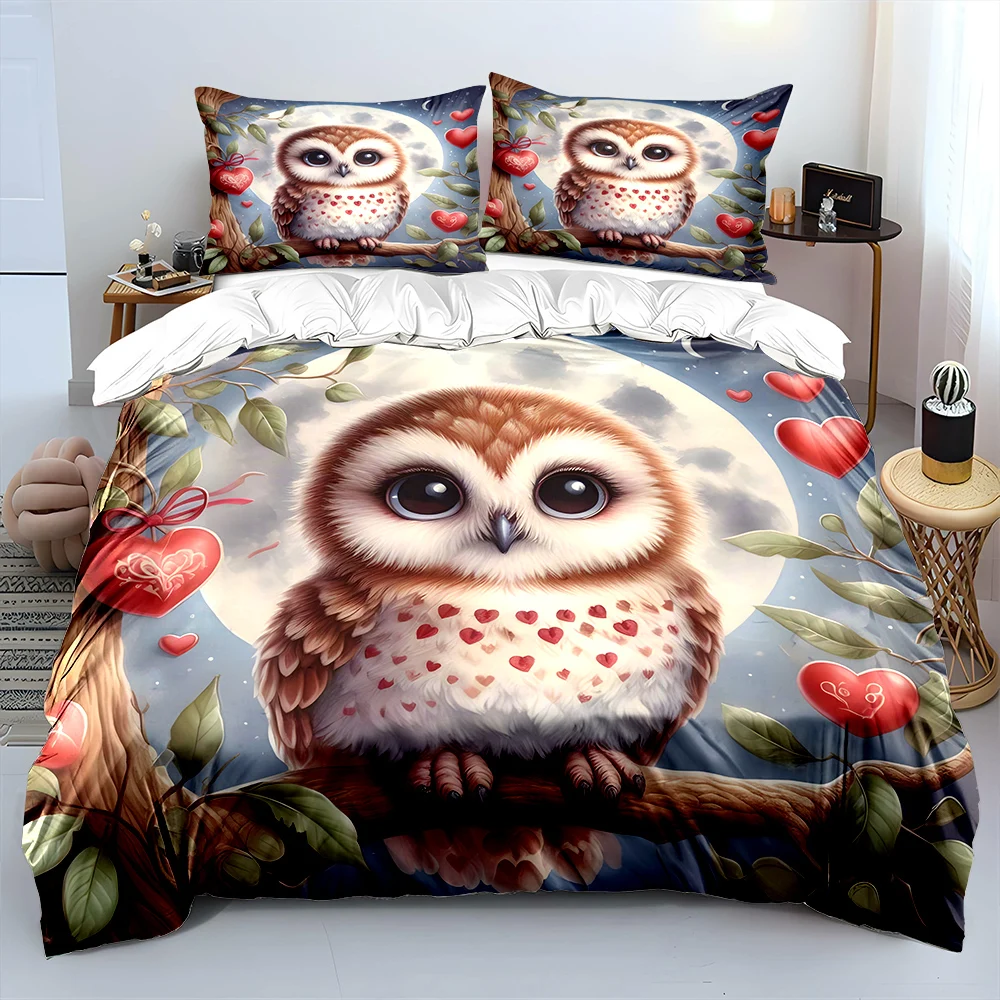 Owl with Heart Decorations Under Full Moon Bedding Set for Kids Luxury Gift 3pcs Digital Print Comforter Set Soft Comfortable
Owl with Heart Decorations Under Full Moon Bedding Set for Kids Luxury Gift 3pcs Digital Print Comforter Set Soft Comfortable