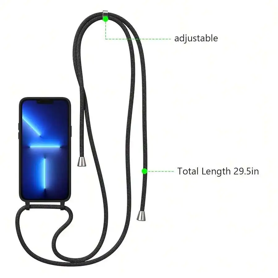 Adjustable Crossbody Phone Case With Lanyard Strap For iPhone 14 Pro 6.1 Inch Liquid Silicone Black
Adjustable Crossbody Phone Case With Lanyard Strap For iPhone 14 Pro 6.1 Inch Liquid Silicone Black