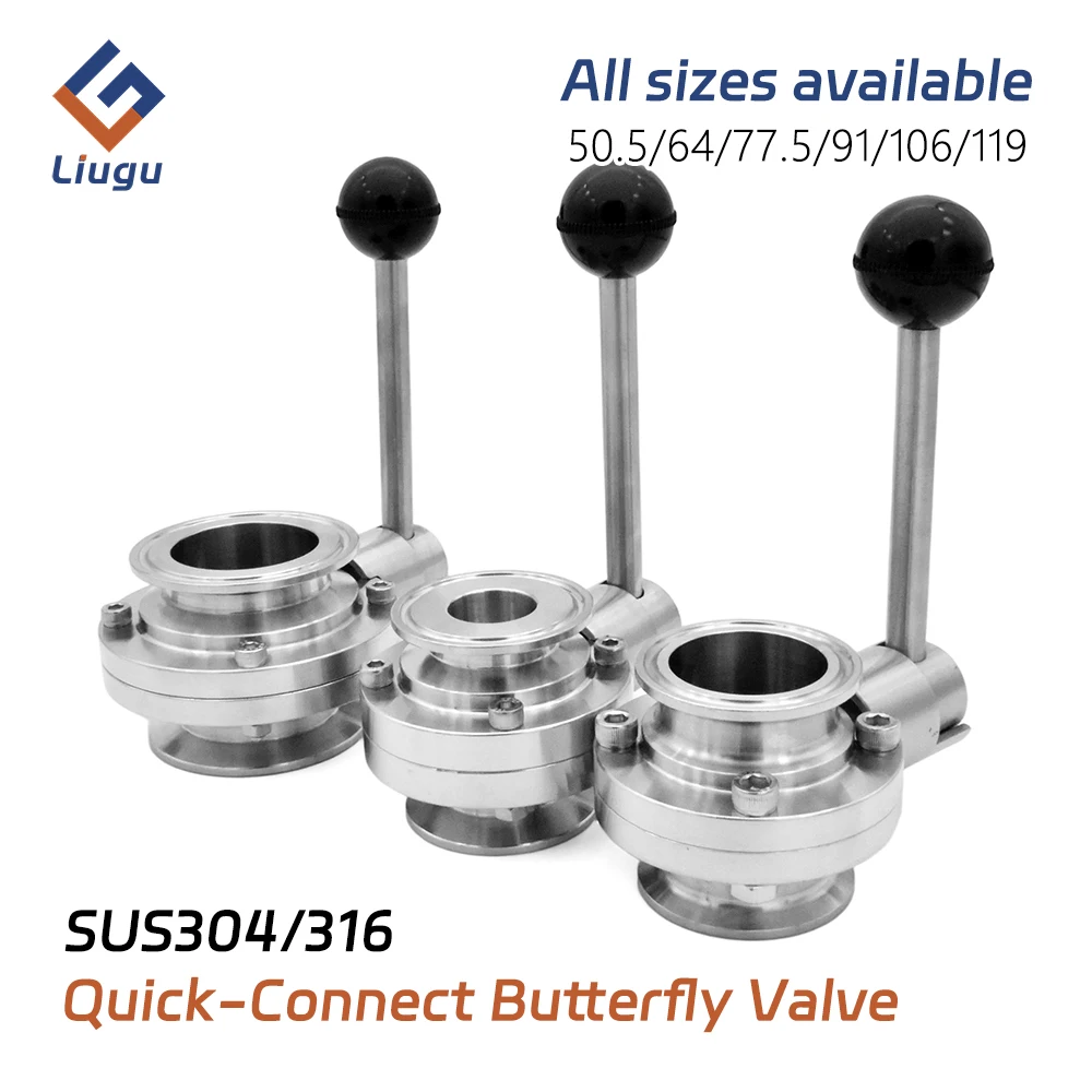 SS304/316L Stainless Steel Sanitary Tri Clamp Butterfly Valve, 3/4"1"1-1/2"2"3"(OD50.5/64/77.5/91/119mm) for Homebrew Beer Dairy
SS304/316L Stainless Steel Sanitary Tri Clamp Butterfly Valve, 3/4"1"1-1/2"2"3"(OD50.5/64/77.5/91/119mm) for Homebrew Beer Dairy