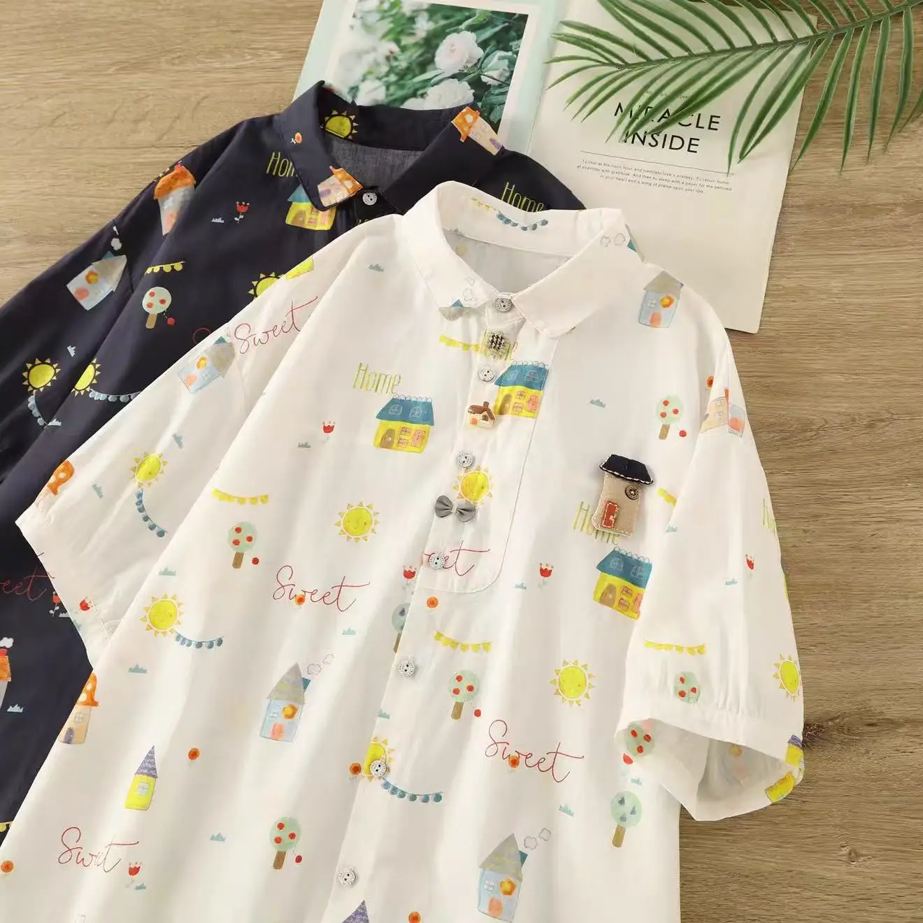 2026 Mori girl summer Japan style cartoon house print shirts short sleeve blouses pure cotton women's summer tops
2026 Mori girl summer Japan style cartoon house print shirts short sleeve blouses pure cotton women's summer tops
