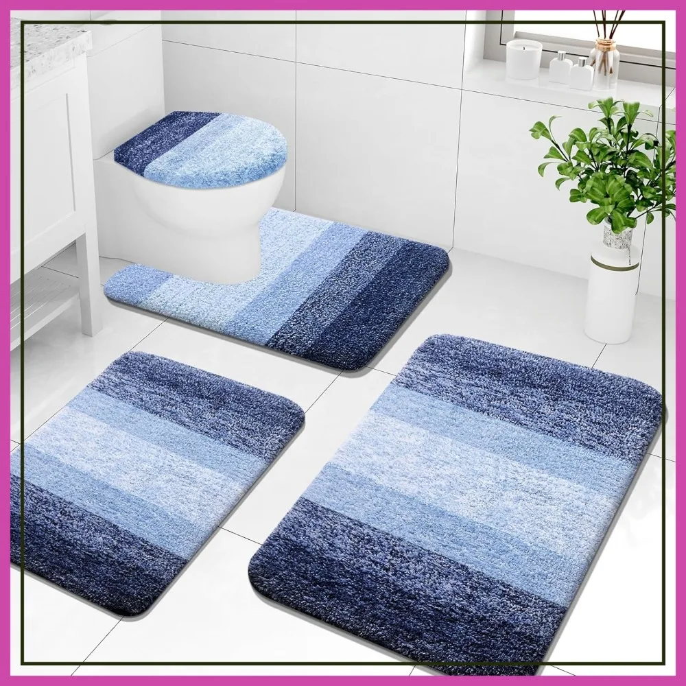 Extra Soft Absorbent Bathroom Rugs Set 4 Piece, Machine Wash Dry U-Shaped Contour Rug and Toilet Lid Cover for Bath Tub, Toilet and Shower
Extra Soft Absorbent Bathroom Rugs Set 4 Piece, Machine Wash Dry U-Shaped Contour Rug and Toilet Lid Cover for Bath Tub, Toilet and Shower